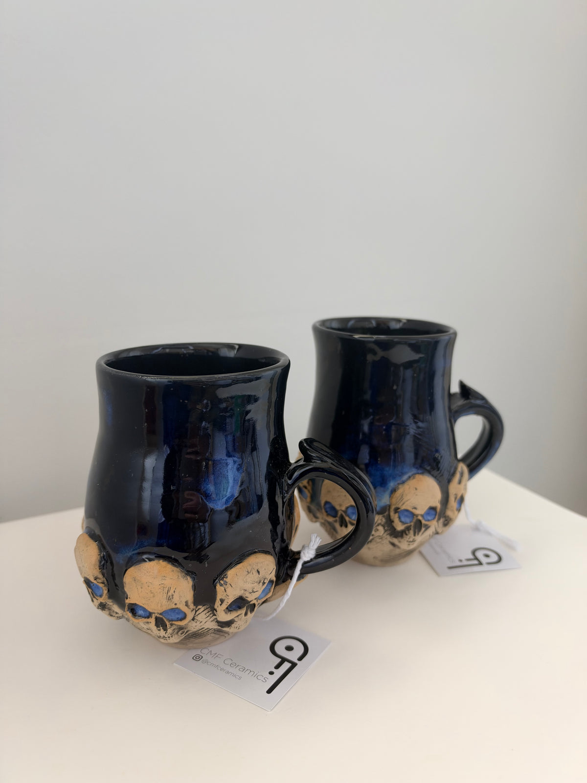 Blue-Black Skull Mugs by Chloe Foster-2