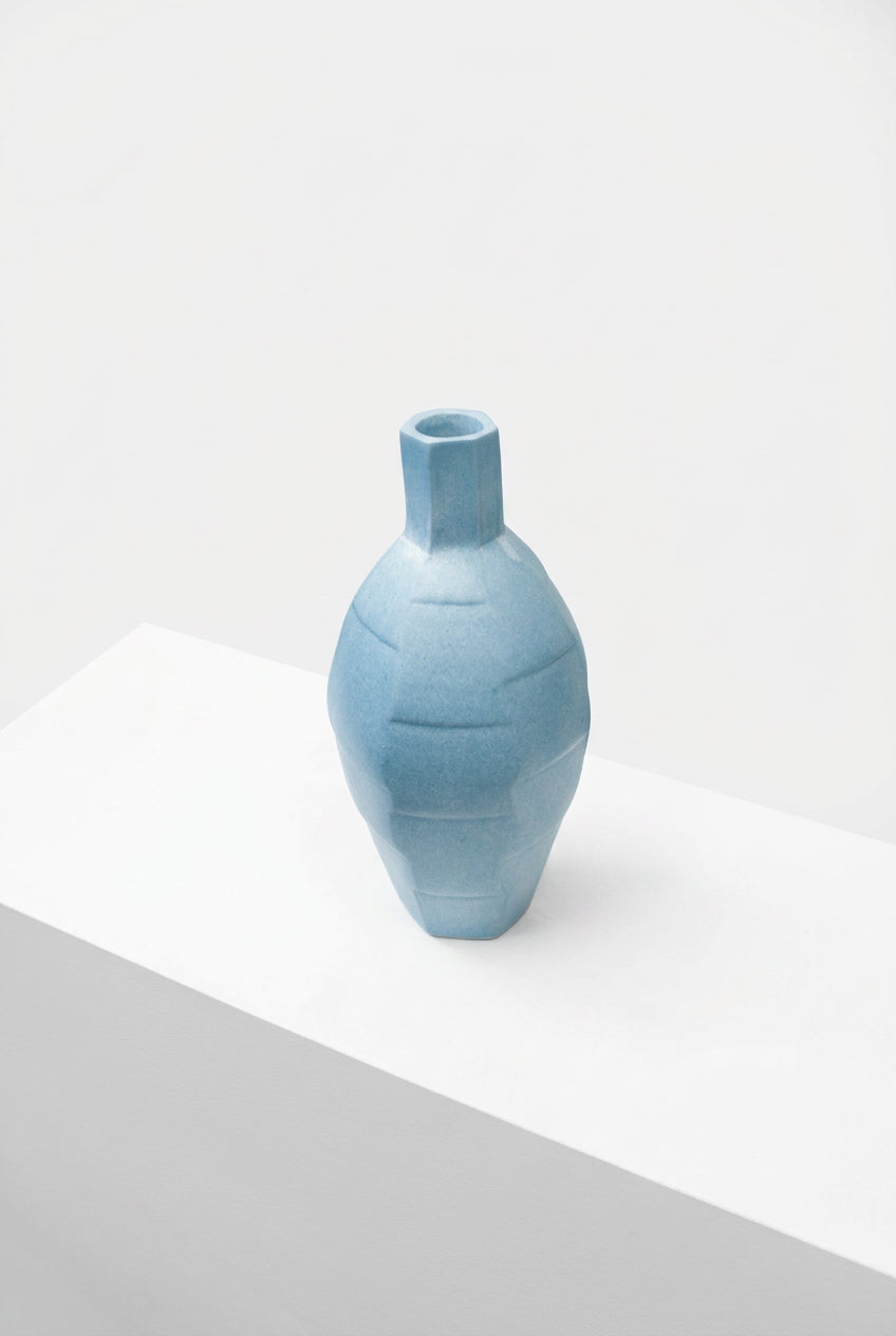 Medium Blue Faceted Vase by Annette Bull-1